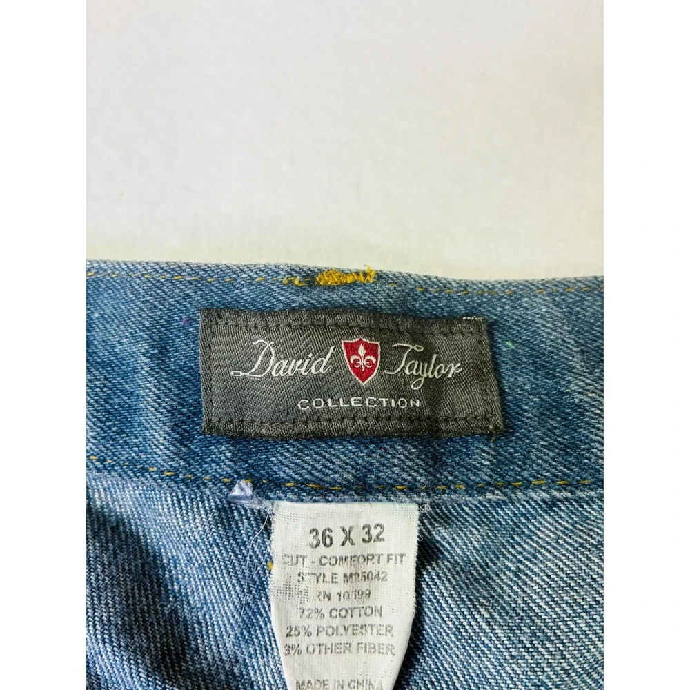 David Taylor Collection Mens Comfort Fit Jeans Blue Straight Leg 36x32 Denim